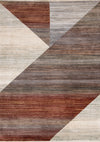 Olivia Distressed Geometric Red White Grey Area Rug - 5'3\" x 7'10\"