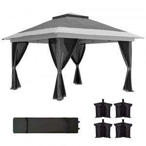 Outsunny 11.7' X 11.7' Pop Up Canopy Tent With Sand Bags, Upf50+