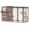 Pawhut Wooden Cat Catio, 76\"l Walk In Outdoor Cat House With Asphalt Roof, Platforms, Lockable Doors, 3-tier Resting Condo, Observation Window, For 2-3 Cats, Brown
