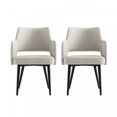 Tremont Modern Vegan Leather Metal Armchair in Stone Gray - Set of 2 | Fauteuil moderne Tremont en cuir vegetalien avec accoudoirs en metal, gris pierre - Lot de 2