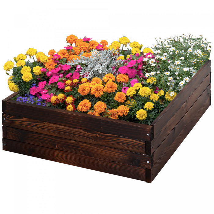 Outsunny Raised Garden Bed Elevated Wooden Planter Box For Backyard, Patio To Grow Vegetables, Herbs, And Flowers