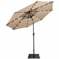 Costway 9ft Market Patio Umbrella w/Solar Lights & 40 LBS Steel Umbrella Stand