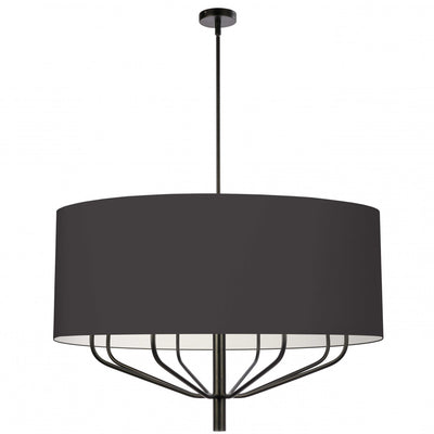 Dainolite Eleanor 8 Light Chandelier Matte Black Black/White Shade Lamp|Lustre Eleanor de Dainolite avec abat-jour noir et blanc, fini noir mat et 8 ampoules