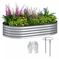 Outsunny Raised Garden Bed, 5' x 3' x 1' Galvanized Planter Box, Silver