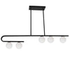Dainolite Atlas 5 Light Horizontal Pendant Matte Black Finish White Glass Lamp