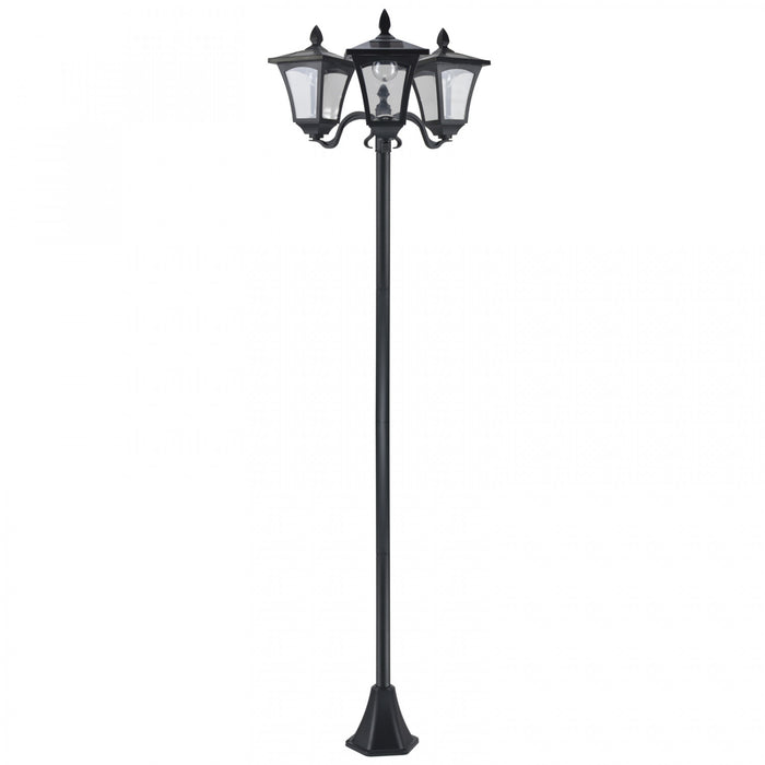 Outsunny Triple Solar Lamp Post Garden Solar-powered LED Street Vintage Light Style Outdoor Light Waterproof With Base For Lawn Pathway Walkway 72\"h