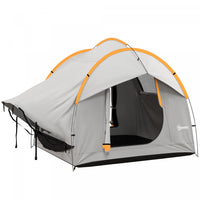 Outsunny Car Camping Tent With 3 Doors, 2000mm Waterproof, Grey And Orange