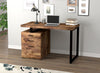 Computer Desk Study Desk For Home Office, Gaming Room 47.25l Brown Reclaimed Wood 3 Drawers Silver Metal Base
