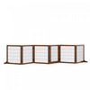 Pawhut Wooden Pet Gate, Dog Safety Barrier, Freestanding Foldable Fence, W/ 6 Panels, 2 Support Feet, For House Doorway Stairs, Small & Medium Dogs, Coffee