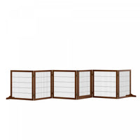 Pawhut Wooden Pet Gate, Dog Safety Barrier, Freestanding Foldable Fence, W/ 6 Panels, 2 Support Feet