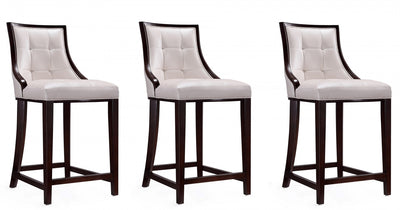 Fifth Avenue Traditional Wood Upholstered Counter Stool in Pearl White - Set of 3 | Tabouret de comptoir traditionnel en bois Fifth Avenue avec assise rembourree, blanc perle - Lot de 3