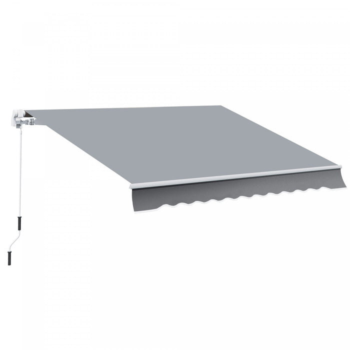 Outsunny 10' X 8' Manual Retractable Awning Shelter W/ Crank, Grey