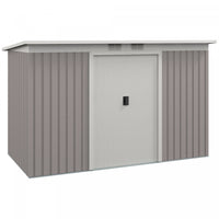 Outsunny 9'x4' Garden Storage Shed Galvanized Steel Tool House, Light Grey
