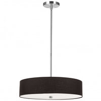 Dainolite Everly 4 Light Pendant Polish Chrome Finish Black Shade Lamp