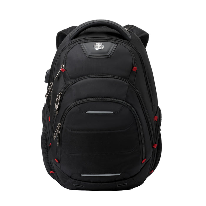 Swissdigital Neptune Backpack – 16\" Laptop Bag, USB Charging, SDD Finder, RFID Protection, TSA-Friendly, Add-A-Bag System