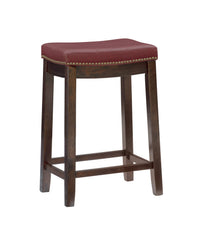 Claridge Faux Leather Backless Counter-Height Stool - Red