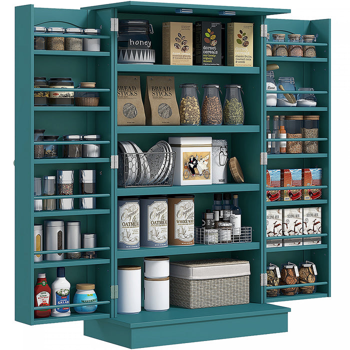 HOMCOM Kitchen Pantry Storage Cabinet w/ 5-tier Shelving Teal Blue