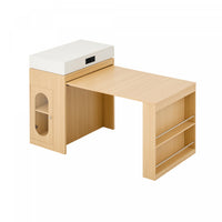 Logan Extendable Dining Table with Folding Top and Storage Drawers,Natural