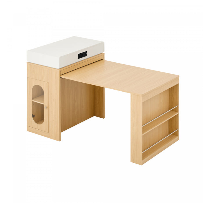 Logan Extendable Dining Table with Folding Top and Storage Drawers,Natural