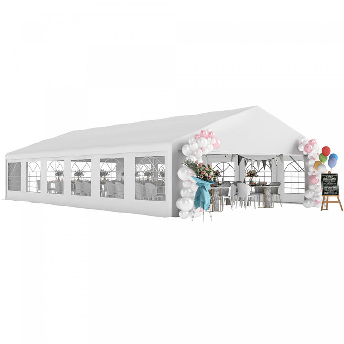 Outsunny 23' x 39' Heavy Duty Large Wedding Tent with Sidewalls, White