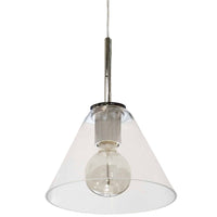 Dainolite Roswell 1 Light Pendant Large Polished Chrome Clear Glass Lamp