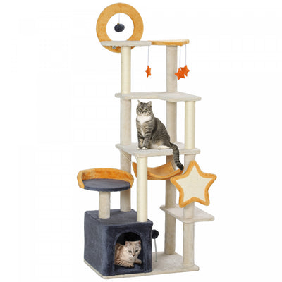 Pawhut Cat Tower, 63 Inch Cat Tree For Large Cats Adult With Cat Scratching Posts, Cat Condo, Bed, S|Pawhut Tour A Chat, Arbre A Chat De 63 Pouces Pour Grands Chats Adultes Avec Griffoirs Pour Chat, Co