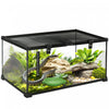 Pawhut Glass Reptile Terrarium, 20\"x12\"x10\"jumping Spider Enclosure With Thermometer, Water Basin, Full View Visually For Lizards, Horned Frogs, Snakes, Spiders - Black