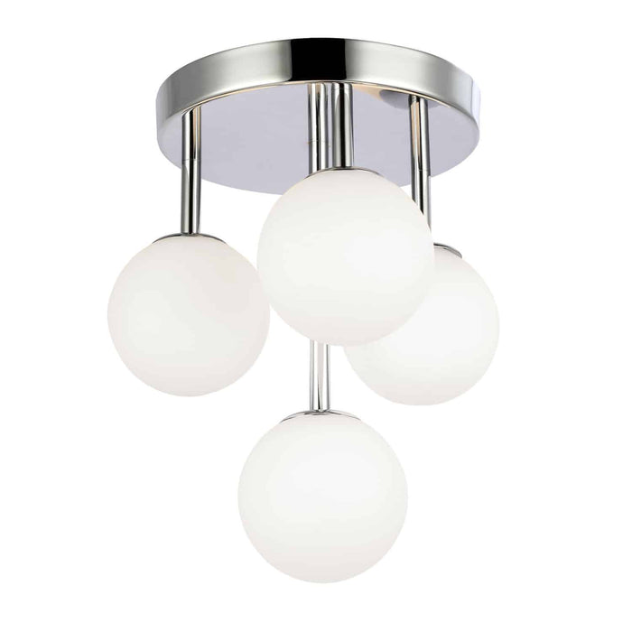 Dainolite Megallan 4 Light Flush Mount Polished Chrome Opal White Glass Lamp
