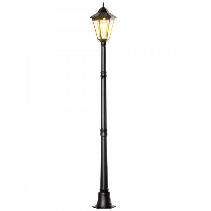 Outsunny 77\" Solar Lamp Post Light, Aluminum Outdoor Street Lamp, Black
