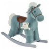 Qaba Kids Plush Ride-on Rocking Horse Toy Ride On Rocker With Plush Toy Realistic Sounds For Child 18-36 Months, Blue