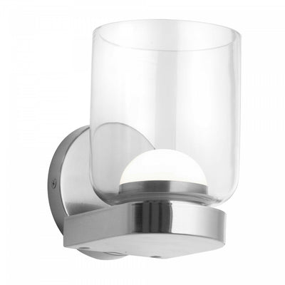 Dainolite Nadine LED Wall Sconce 10w Polished Chrome Clear Glass Lamp|Applique murale Nadine de Dainolite en verre transparent, avec fini chromé poli et ampoule à DEL de 10 W