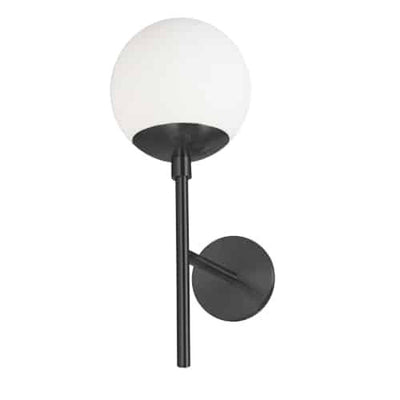 Dainolite Dayana 1 Light Wall Sconce Up Light Matte Black Finish White Glass Lamp|Applique murale Dayana de Dainolite à éclairage vers le haut, en verre blanc, avec fini noir mat et 1 ampoule
