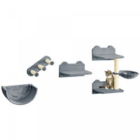 Pawhut Cat Wall Climber With Hammock, Scratching Post, 3 Steps, Jumping Platforms, Cat Wall Shelves