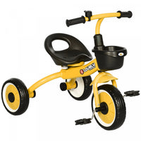 Qaba Tricycle For Toddler 2-5 Year Old Girls And Boys, Toddler Bike With Adjustable Seat, Basket, Be