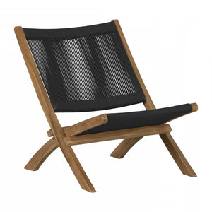 Agave Wood Rope Lounge Chair – Black/Natural