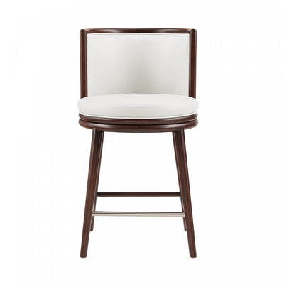 Evalyn Modern Wood Upholstered Counter Stool in White | Tabouret de comptoir moderne en bois avec revetement en tissu blanc Evalyn
