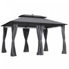 Outsunny 10' X 13' Outdoor Gazebo With Curtains & Solar-powered Led Lights