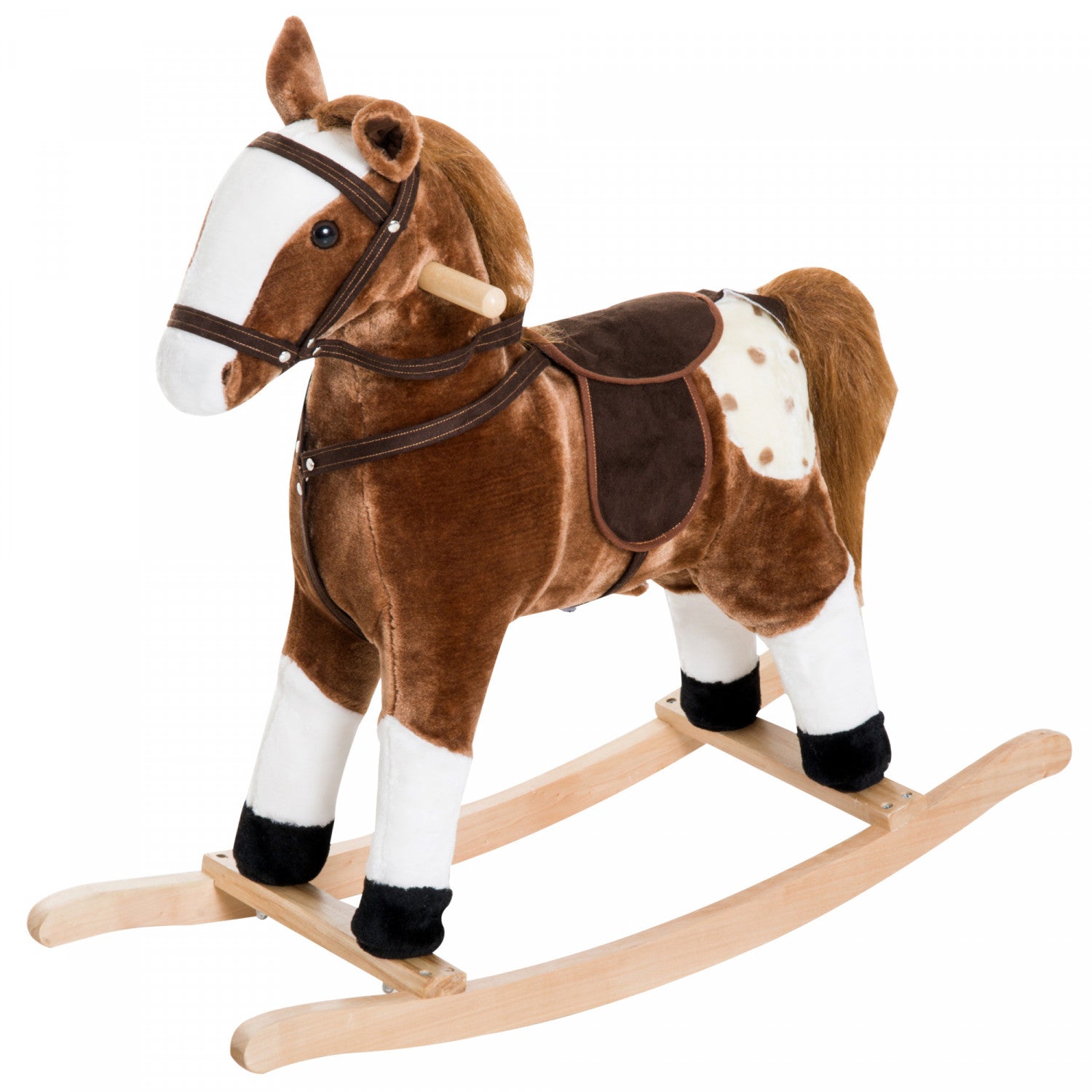 Qaba Rocking Horse Plush Pony Children Kid Ride On Toy W