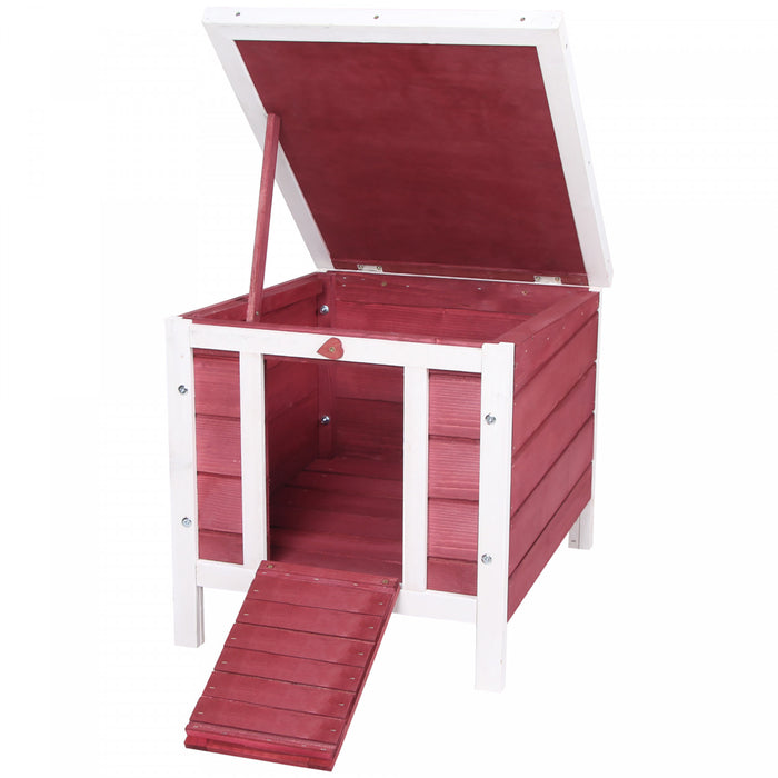 Pawhut 20\"x16.5\"x17\" Wooden Rabbit Hutch Small Animal House Bunny Guinea Pig Pet Cage Coop Cat Shelter Red