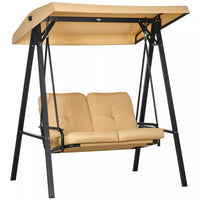 Outsunny 2 Seater Outdoor Swing Chair Porch Swing Bench With Canopy, Beige
