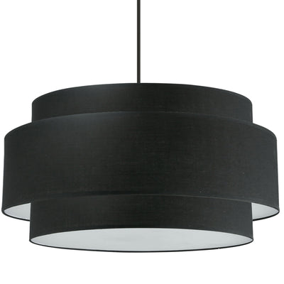 Dainolite Priya 4 Light Chandelier Large Matte Black Black/White Shade Lamp|Grand lustre Priya de Dainolite avec abat-jour noir et blanc, fini noir mat et 4 ampoules