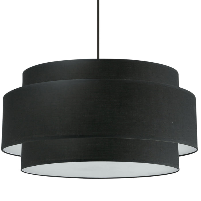 Dainolite Priya 4 Light Chandelier Large Matte Black Black/White Shade Lamp