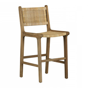Agave Rattan & Teak Wood Counter Stool - Rattan & Natural