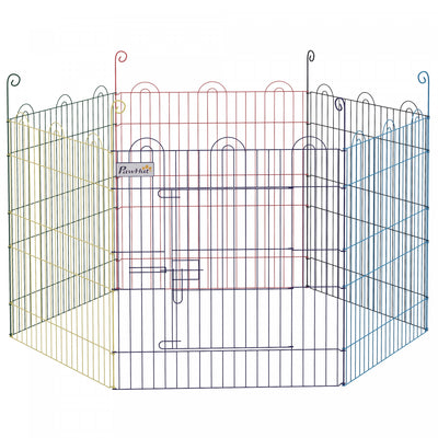 Pawhut 23.6"h Metal Pet Playpen Portable Hexagon Dog Exercise Fence Flexible Shape Puppy Crate Kenne|Pawhut 23.6 "h Parc Pour Animaux De Compagnie En Metal Portable Hexagone Chien Cloture D'exercice Fo