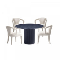 Hathaway and Palmer Modern Industry Chic 5-Piece Dining Set in Silver Lining and Black Dining Room Set
