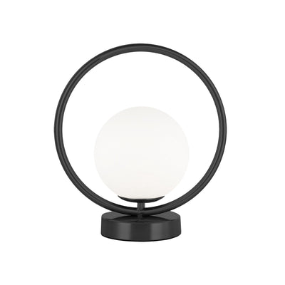 Dainolite Adrienna 1 Light Table Lamp Matte Black Finish White Opal Glass|Lampe de table Adrienna de Dainolite en verre blanc opale, avec fini noir mat et 1 ampoule