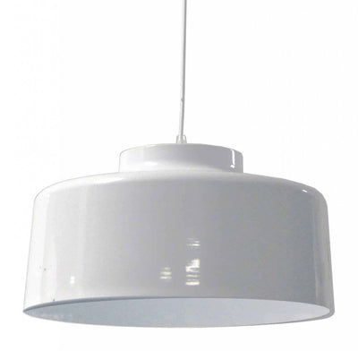 Dainolite Kup 1 Light Metal Pendant White Finish Lamp|Luminaire suspendu Kup de Dainolite en métal, avec fini blanc et 1 ampoule