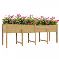 Outsunny Extra Large Wooden Planter Box With Legs & Drain Holes, Natural