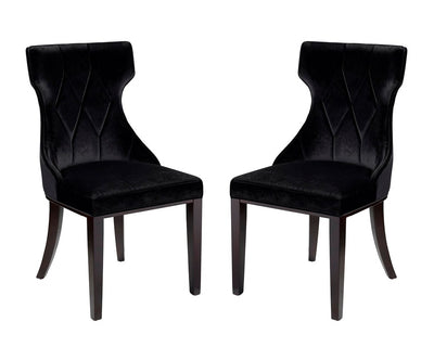 Manhattan Comfort Set of 2 Reine Velvet Dining Chairs - Black & Walnut|Ensemble 2 chaises de salle à manger Reine de Manhattan Comfort en velours - noir et noyer