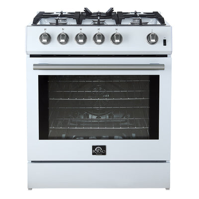 Forno Leonardo Espresso 30" White Gas Range, 5 cu.ft Convection Oven-FFSGS1116-30WHT | Cuisiniere a gaz Leonardo Espresso de 30", blanc, 5 pi³ – FFSGS1116-30WHT